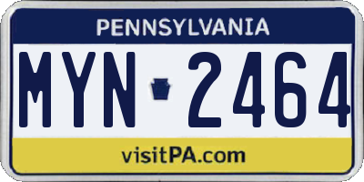 PA license plate MYN2464