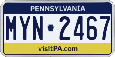 PA license plate MYN2467