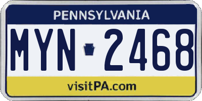 PA license plate MYN2468