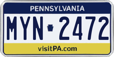 PA license plate MYN2472