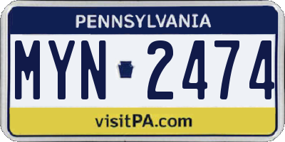 PA license plate MYN2474
