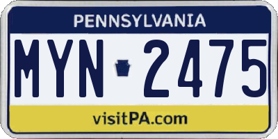 PA license plate MYN2475