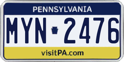 PA license plate MYN2476