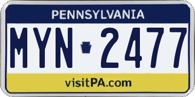 PA license plate MYN2477