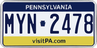 PA license plate MYN2478