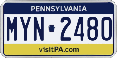 PA license plate MYN2480