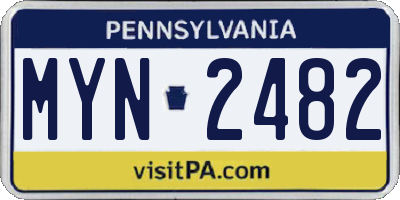 PA license plate MYN2482