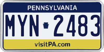 PA license plate MYN2483