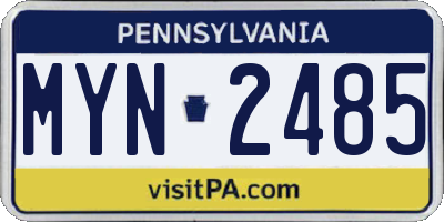 PA license plate MYN2485