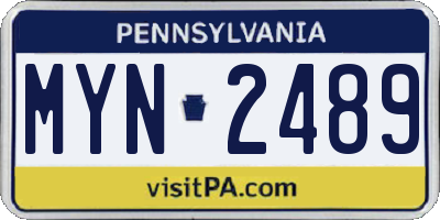 PA license plate MYN2489