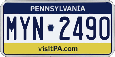 PA license plate MYN2490