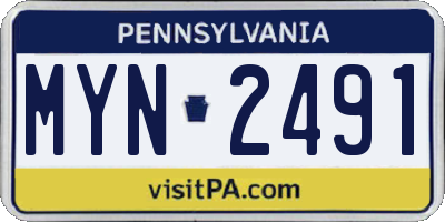 PA license plate MYN2491
