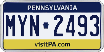 PA license plate MYN2493