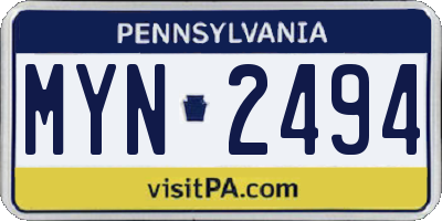 PA license plate MYN2494