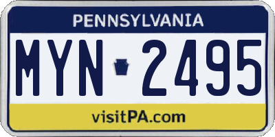 PA license plate MYN2495