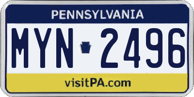 PA license plate MYN2496
