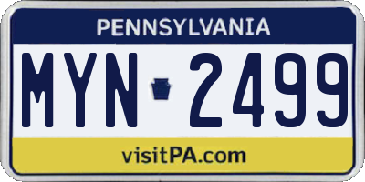 PA license plate MYN2499