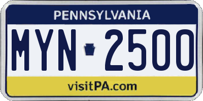 PA license plate MYN2500