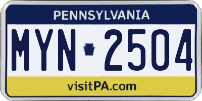 PA license plate MYN2504