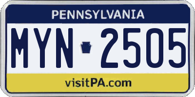 PA license plate MYN2505