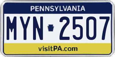 PA license plate MYN2507