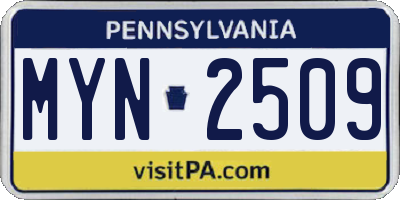 PA license plate MYN2509