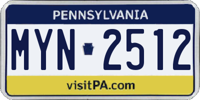 PA license plate MYN2512