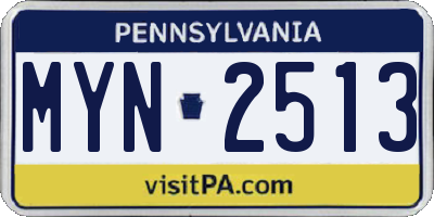 PA license plate MYN2513