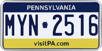 PA license plate MYN2516