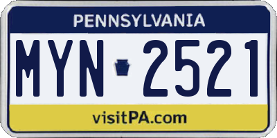 PA license plate MYN2521