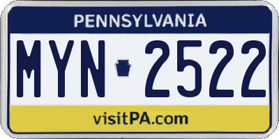 PA license plate MYN2522