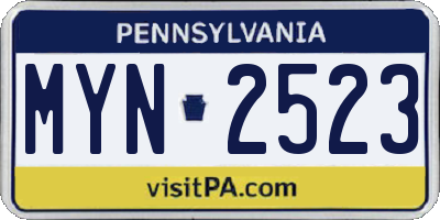 PA license plate MYN2523