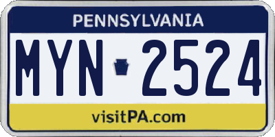 PA license plate MYN2524