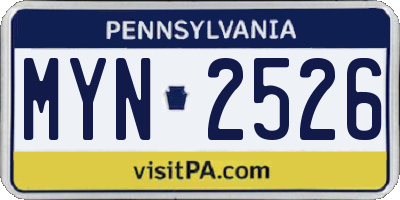 PA license plate MYN2526