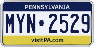PA license plate MYN2529