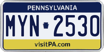 PA license plate MYN2530
