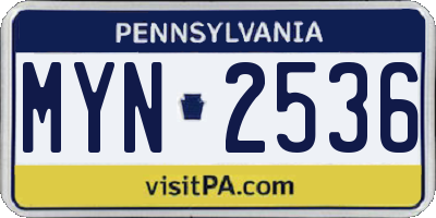PA license plate MYN2536