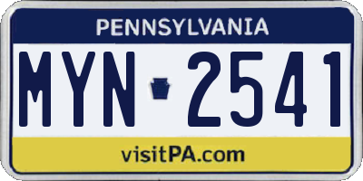 PA license plate MYN2541