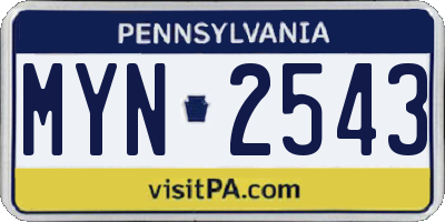 PA license plate MYN2543