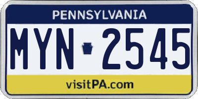 PA license plate MYN2545