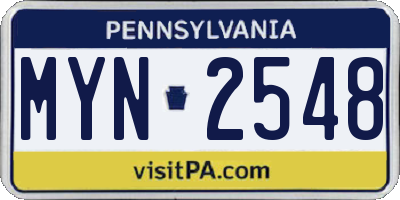 PA license plate MYN2548