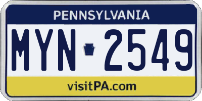 PA license plate MYN2549