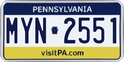 PA license plate MYN2551