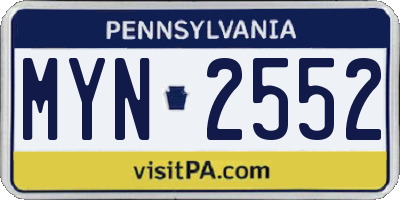 PA license plate MYN2552