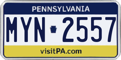 PA license plate MYN2557