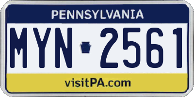 PA license plate MYN2561