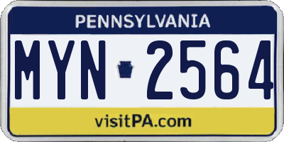 PA license plate MYN2564