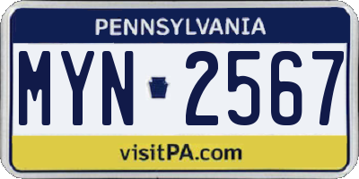 PA license plate MYN2567