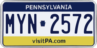 PA license plate MYN2572