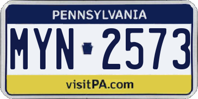 PA license plate MYN2573
